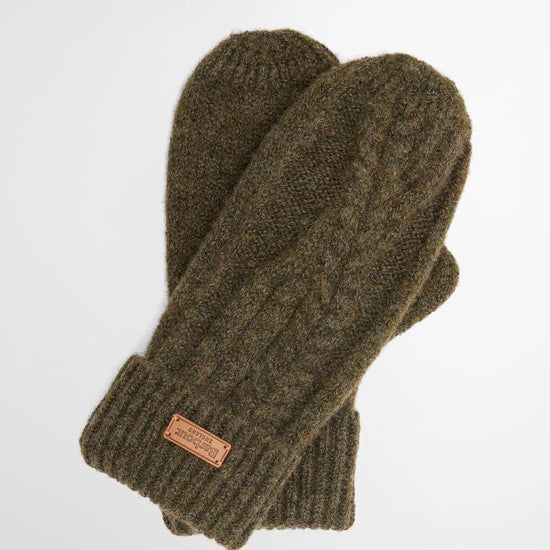 Young Ideas & Henmores -Elsdon Knitted Mittens -OL71 Olive -OS