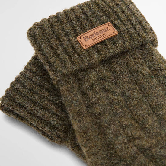 Young Ideas & Henmores -Elsdon Knitted Mittens -OL71 Olive -OS