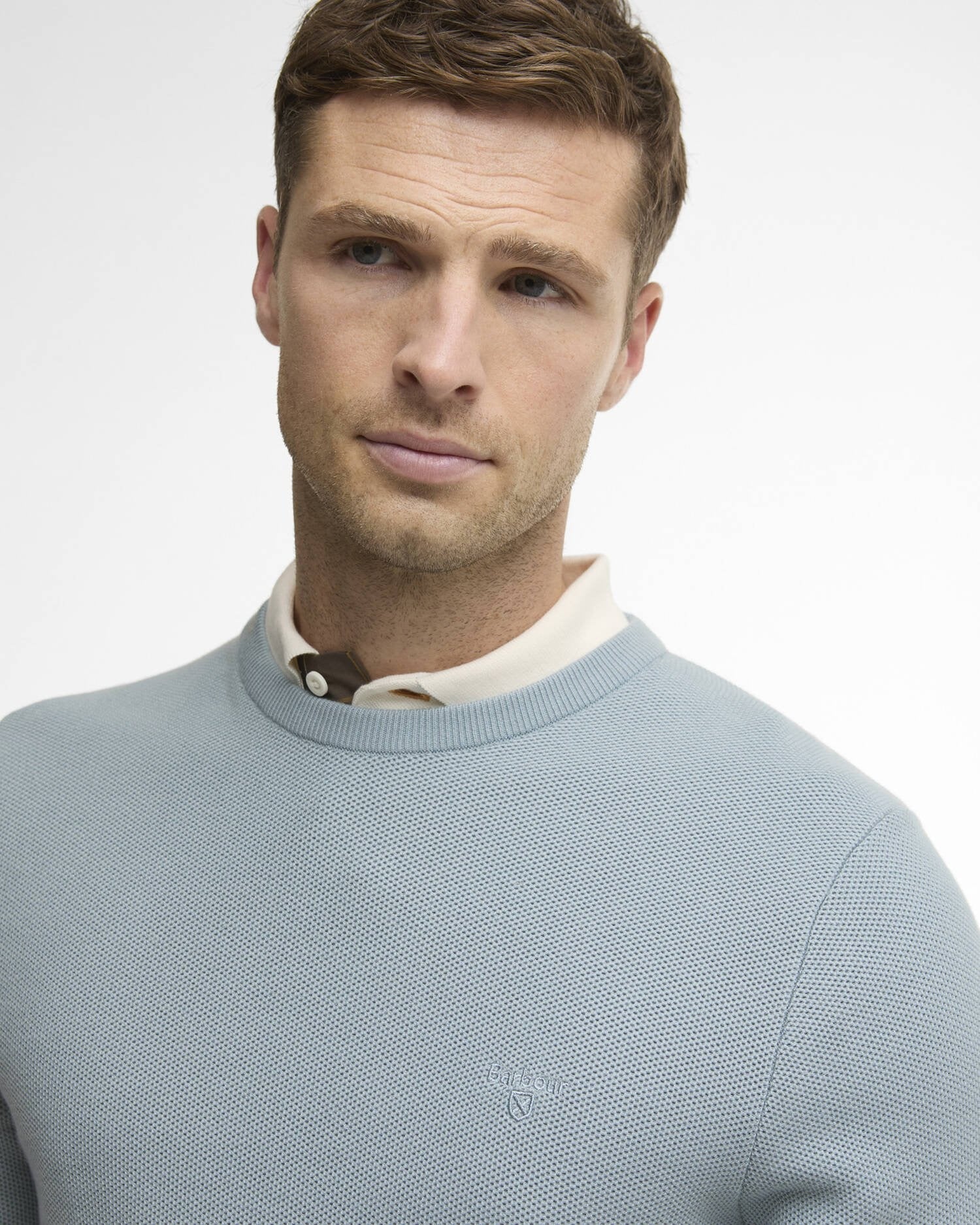 Young Ideas/Henmores - Essential Honeycomb Crew Neck Sweater - BU64 Slate - M