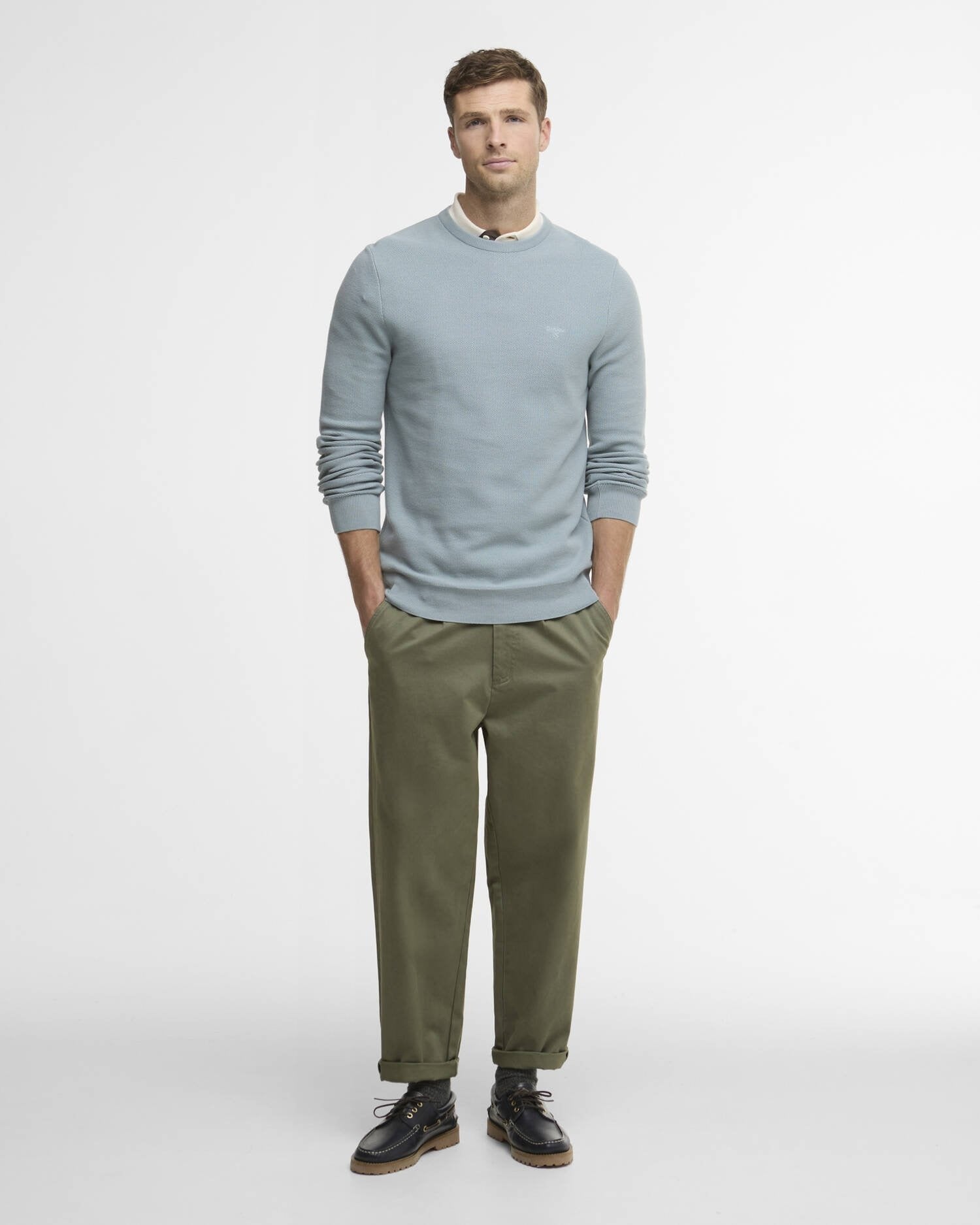 Young Ideas/Henmores - Essential Honeycomb Crew Neck Sweater - BU64 Slate - M