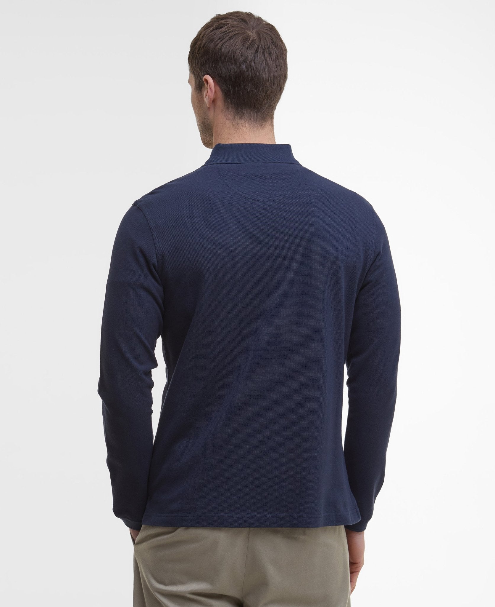Young Ideas & Henmores -Essential LS Tartan Pique Polo Shirt -NY91 Navy -L