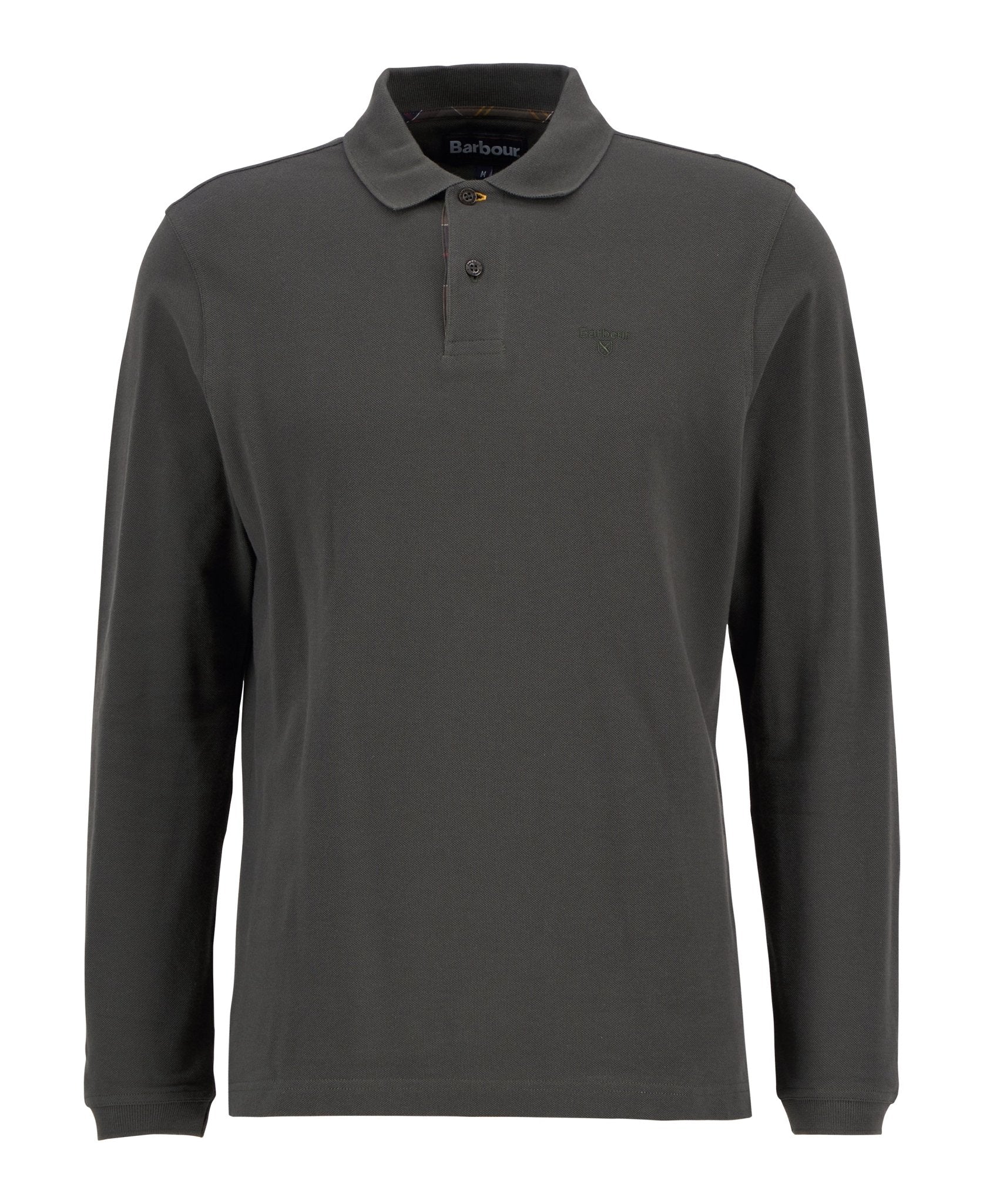 Young Ideas & Henmores -Essential LS Tartan Pique Polo Shirt -GN91 Forest -L