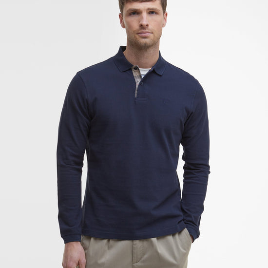 Young Ideas & Henmores -Essential LS Tartan Pique Polo Shirt -NY91 Navy -L
