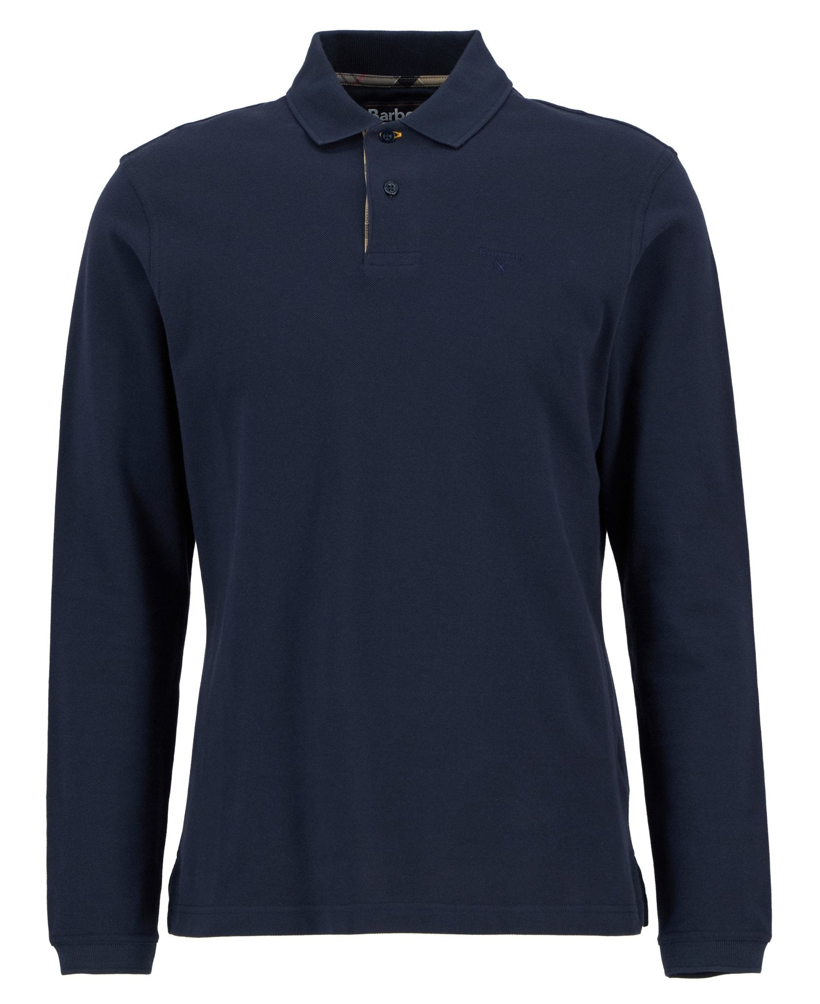 Young Ideas & Henmores -Essential LS Tartan Pique Polo Shirt -NY91 Navy -L