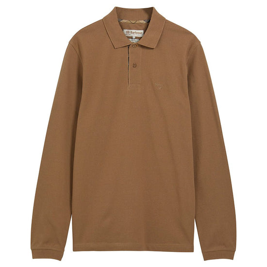 Young Ideas & Henmores -Essential LS Tartan Pique Polo Shirt -SN31 Sandstone -L