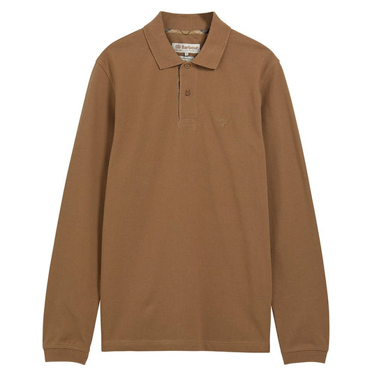 Young Ideas & Henmores -Essential LS Tartan Pique Polo Shirt -SN31 Sandstone -L