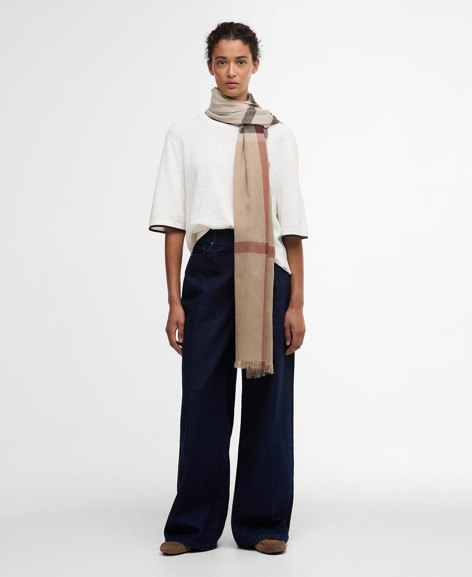 Young Ideas/Henmores - Esther Multi Wear Scarf - BE71 Rosewood Tartan - OS