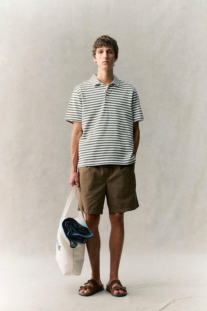 Young Ideas & Henmores - Farlam Striped Tailored Polo Shirt - WH32 Whisper White - M