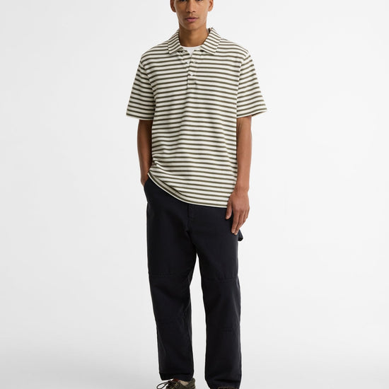 Young Ideas & Henmores - Farlam Striped Tailored Polo Shirt - WH32 Whisper White - M