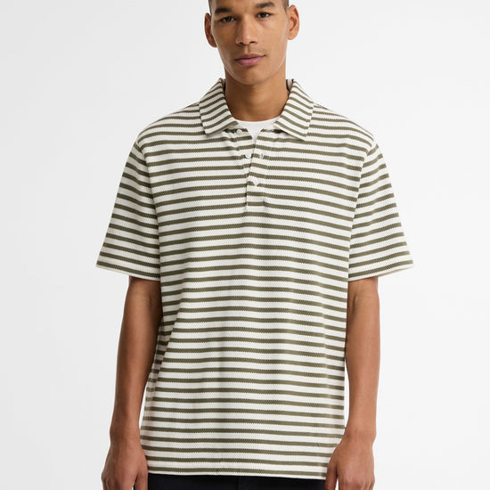 Young Ideas & Henmores - Farlam Striped Tailored Polo Shirt - WH32 Whisper White - M