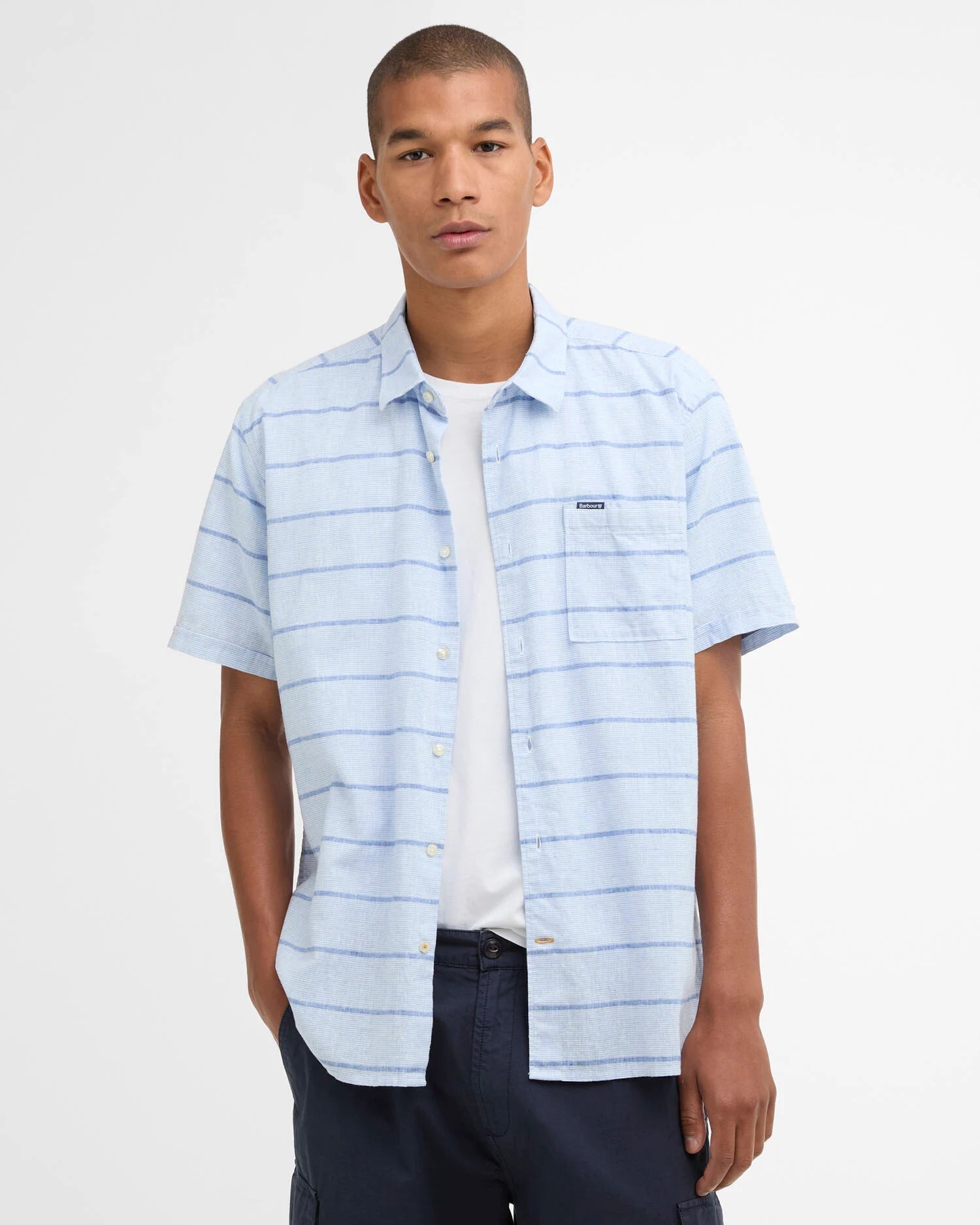 Young Ideas & Henmores - Faverdale Striped Summer Fit Shirt - BL33 Blue - M