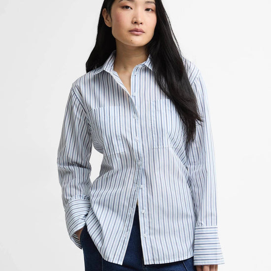 Young Ideas & Henmores - Fawley Shirt - GN74 Dusky Green/Light Sand Stripe - 8