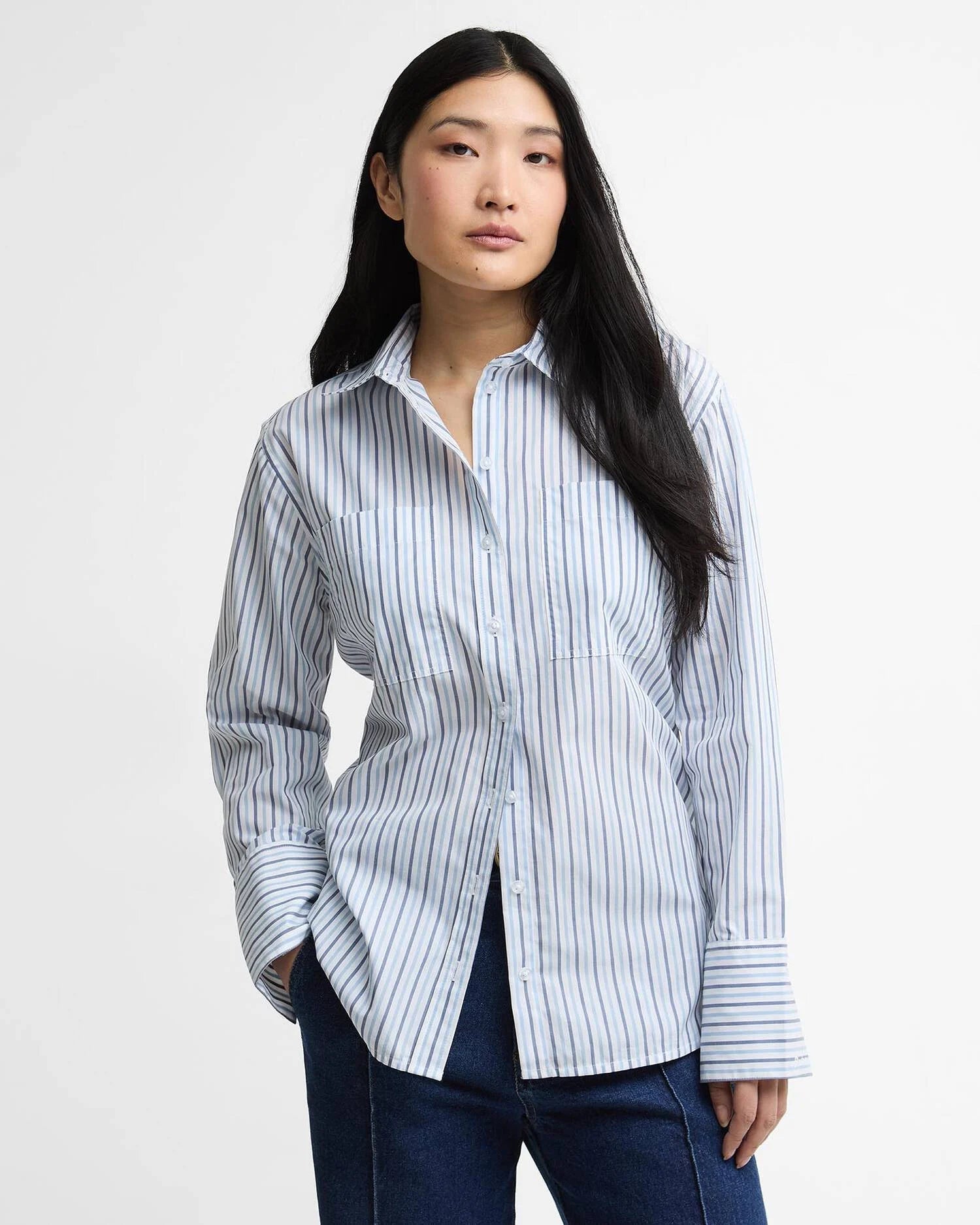 Young Ideas & Henmores - Fawley Shirt - GN74 Dusky Green/Light Sand Stripe - 8