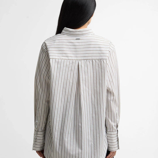 Young Ideas & Henmores - Fawley Shirt - GN74 Dusky Green/Light Sand Stripe - 8