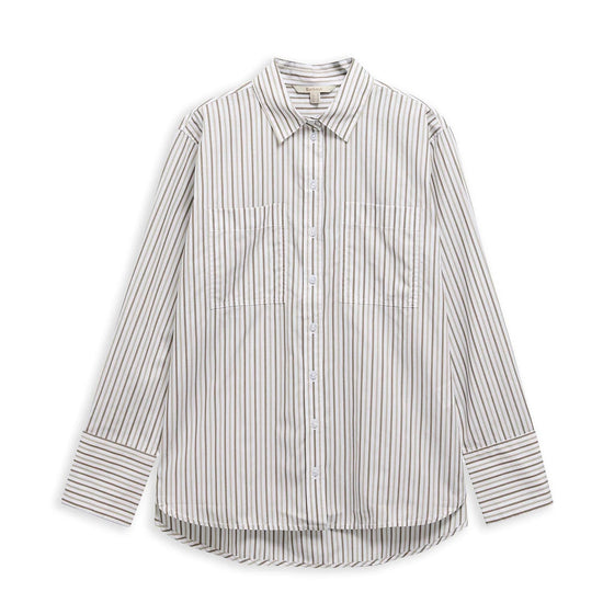 Young Ideas & Henmores - Fawley Shirt - GN74 Dusky Green/Light Sand Stripe - 8
