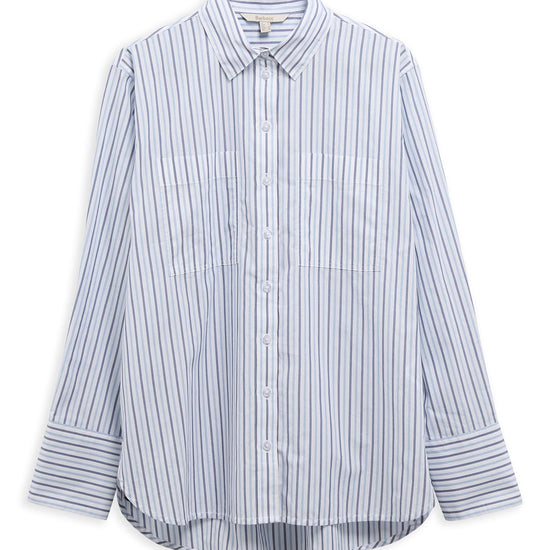 Young Ideas & Henmores - Fawley Shirt - GN74 Dusky Green/Light Sand Stripe - 8