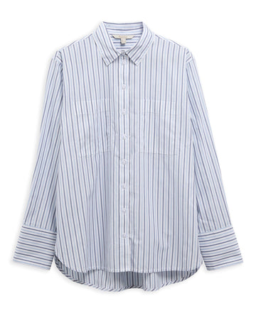 Young Ideas & Henmores - Fawley Shirt - GN74 Dusky Green/Light Sand Stripe - 8