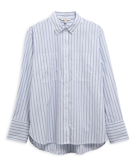 Young Ideas & Henmores - Fawley Shirt - GN74 Dusky Green/Light Sand Stripe - 8