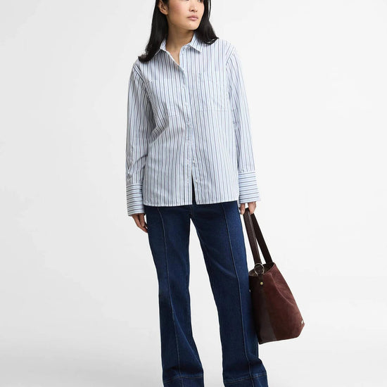 Young Ideas & Henmores - Fawley Shirt - GN74 Dusky Green/Light Sand Stripe - 8