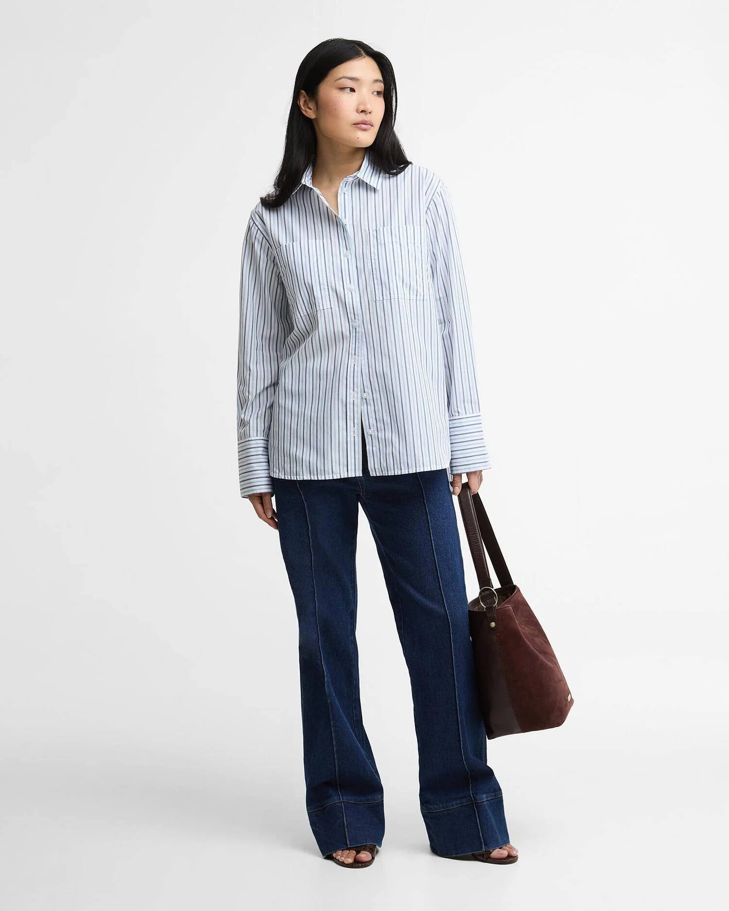 Young Ideas & Henmores - Fawley Shirt - GN74 Dusky Green/Light Sand Stripe - 8
