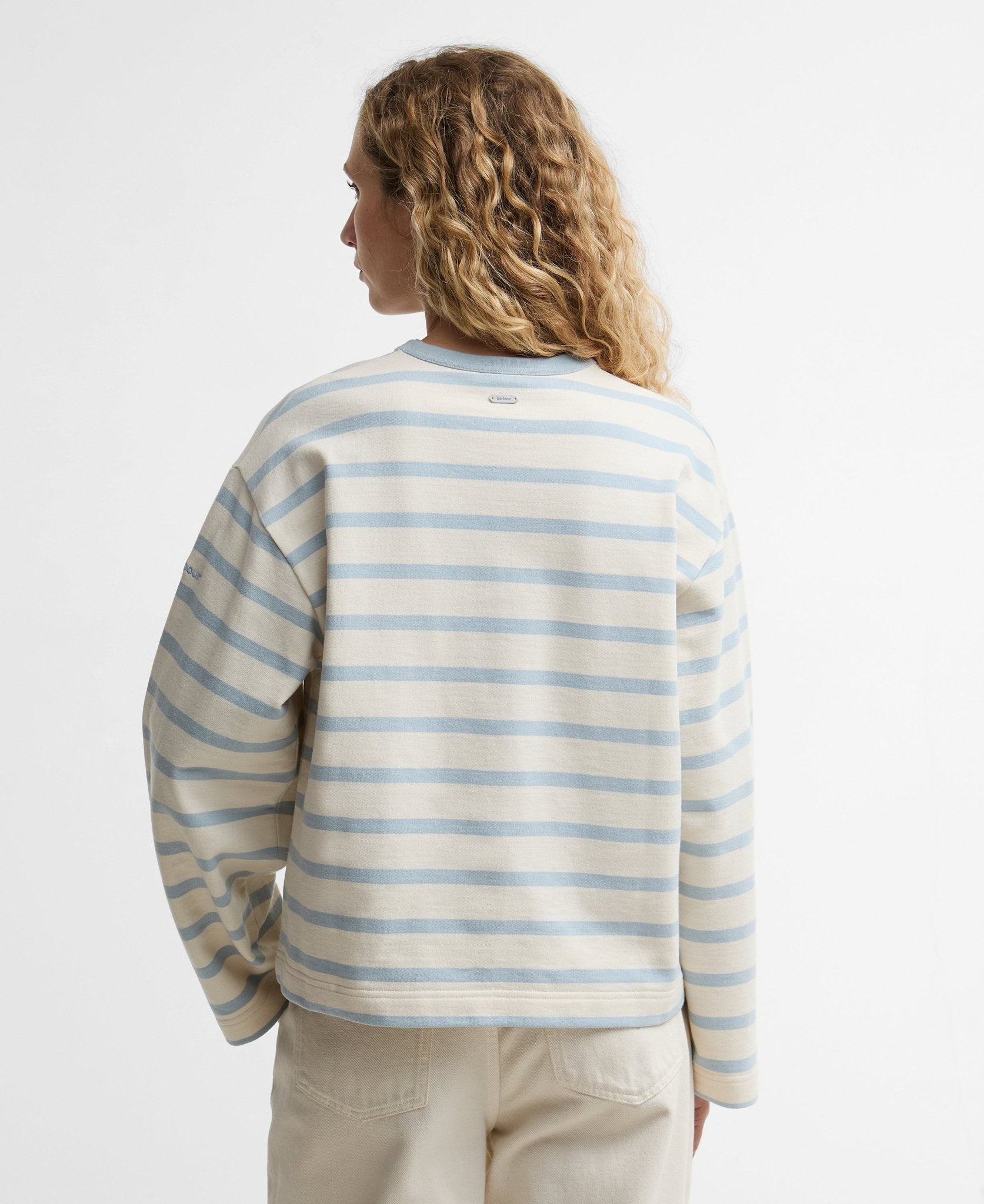 Young Ideas & Henmores -Fawley Striped Sweatshirt -BE53 Original Ecru/Celestial Blue Stripe -8