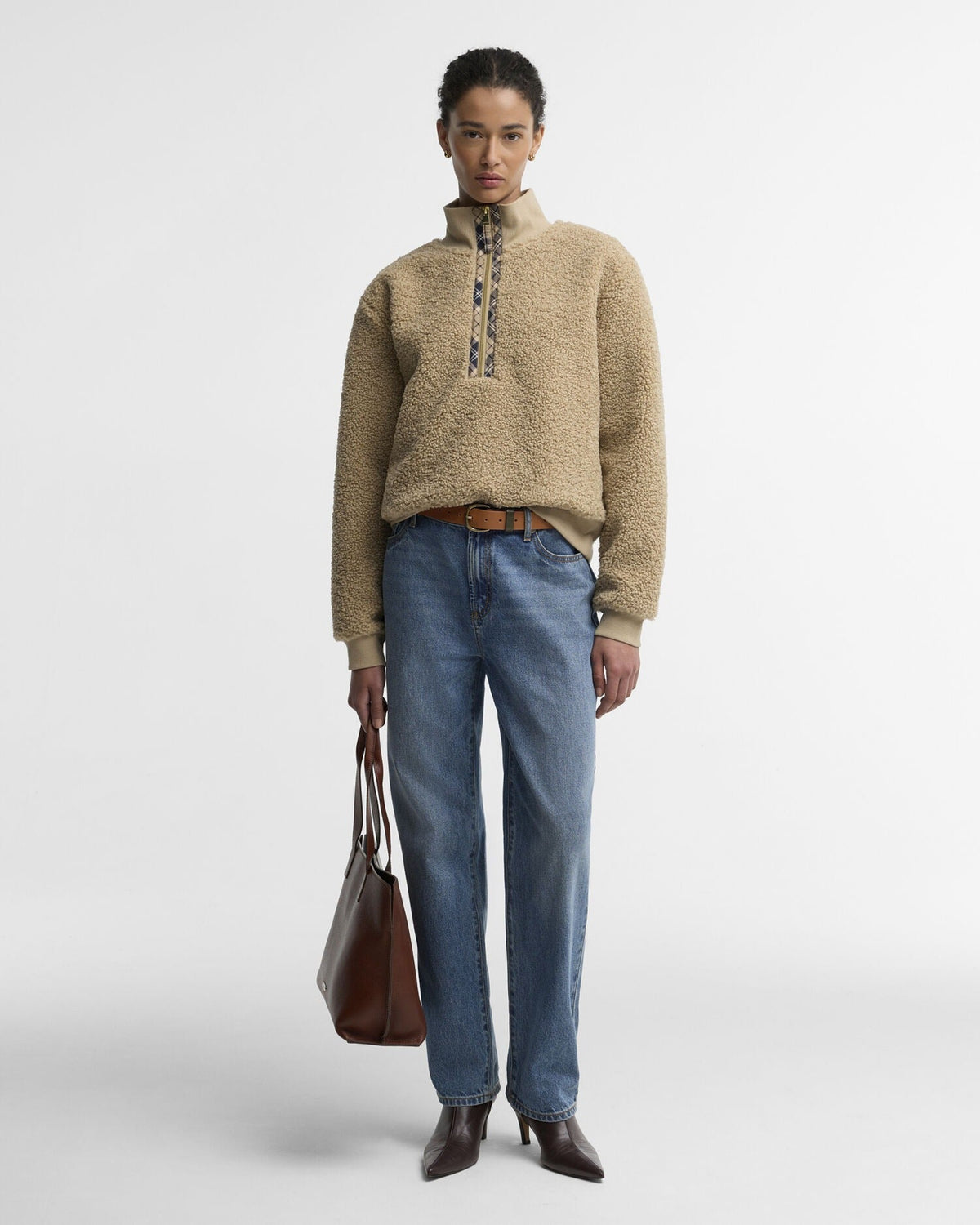 Young Ideas & Henmores -Fawne Quarter Zip Fleece -BE93 Warm Trench -8
