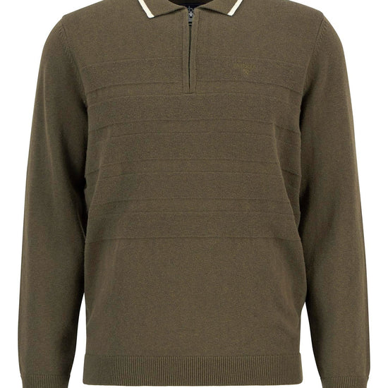 Young Ideas/Henmores - Fenhill Knitted Polo - Mid Olive - M