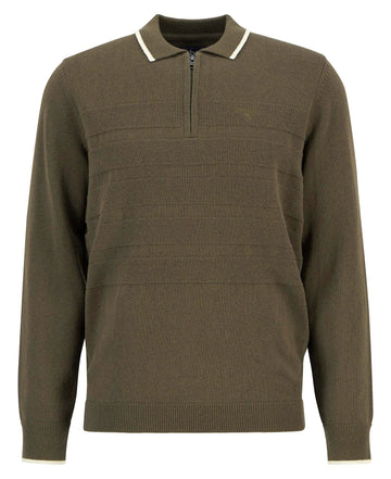 Young Ideas/Henmores - Fenhill Knitted Polo - Mid Olive - M