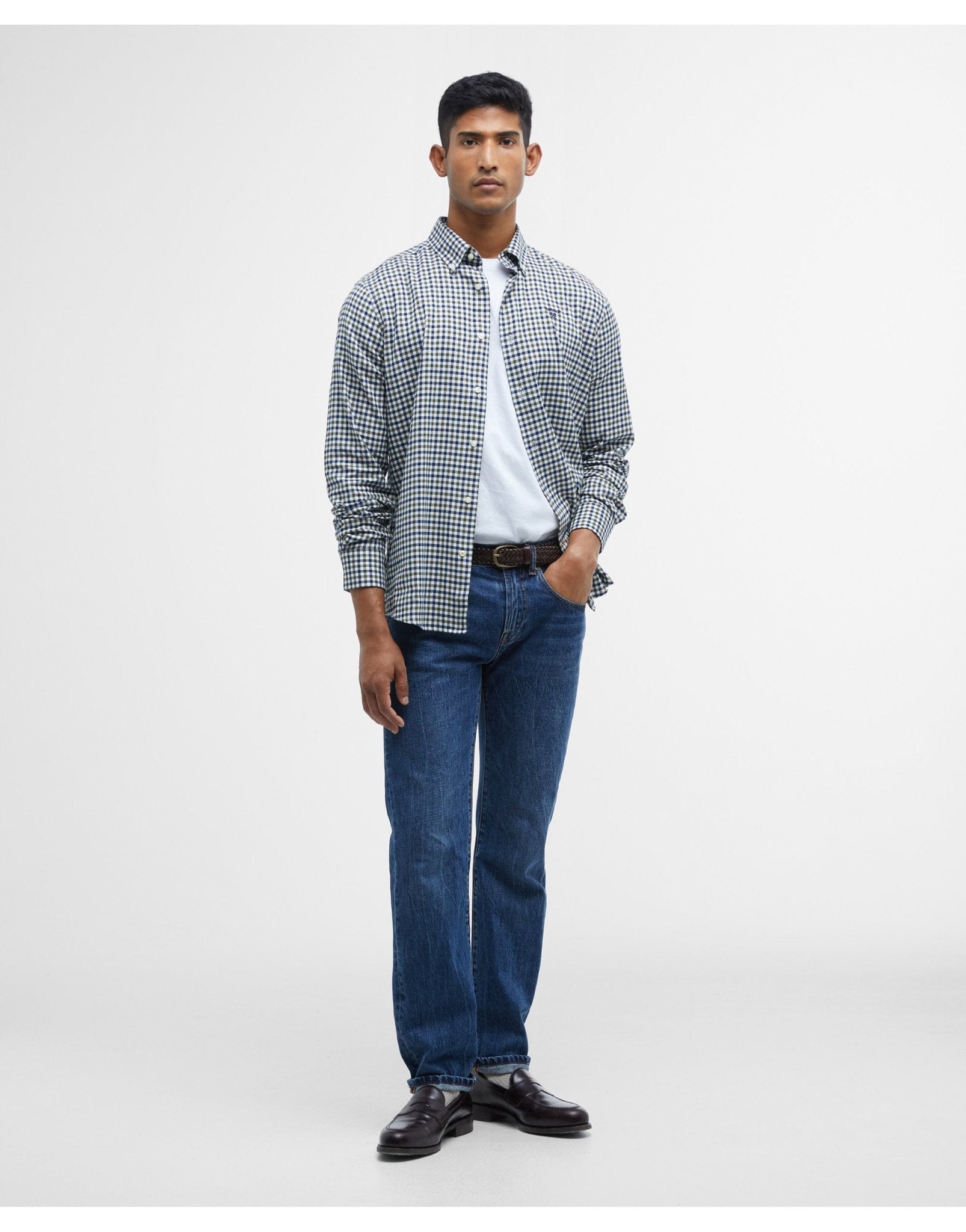 Young Ideas/Henmores - Finkle Tailored Gingham Shirt - OL51 Olive - M