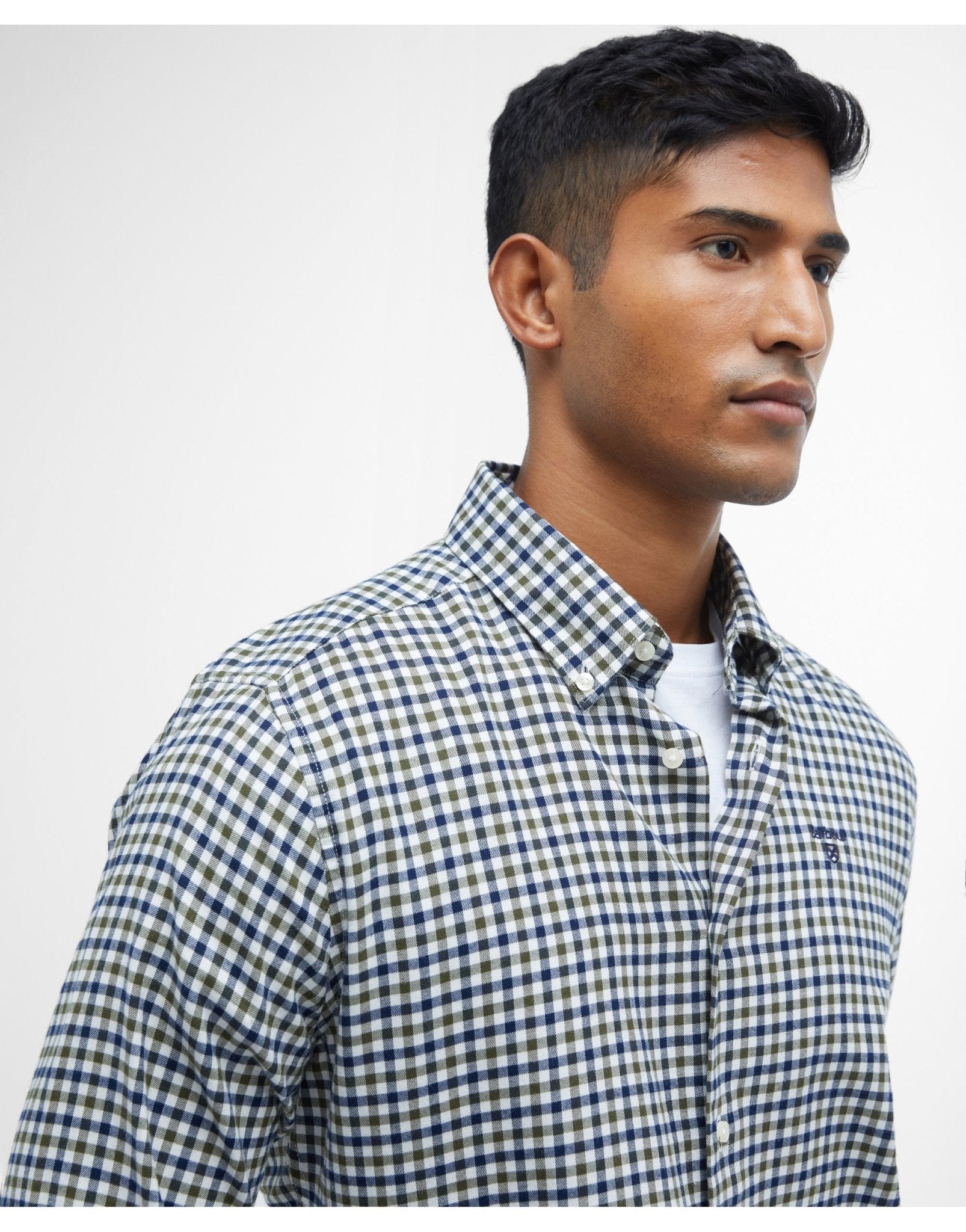 Young Ideas/Henmores - Finkle Tailored Gingham Shirt - OL51 Olive - M