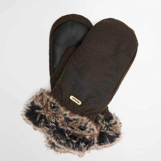 Young Ideas & Henmores -Fur Trim Mitt -OL31 Olive -L