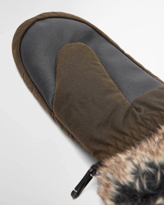 Young Ideas & Henmores -Fur Trim Mitt -OL31 Olive -L