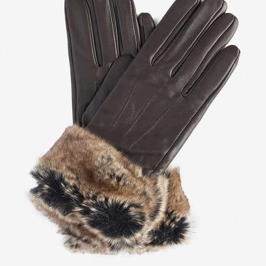 Young Ideas/Henmores - Fur Trimmed Leather Gloves - BK11 Black - S