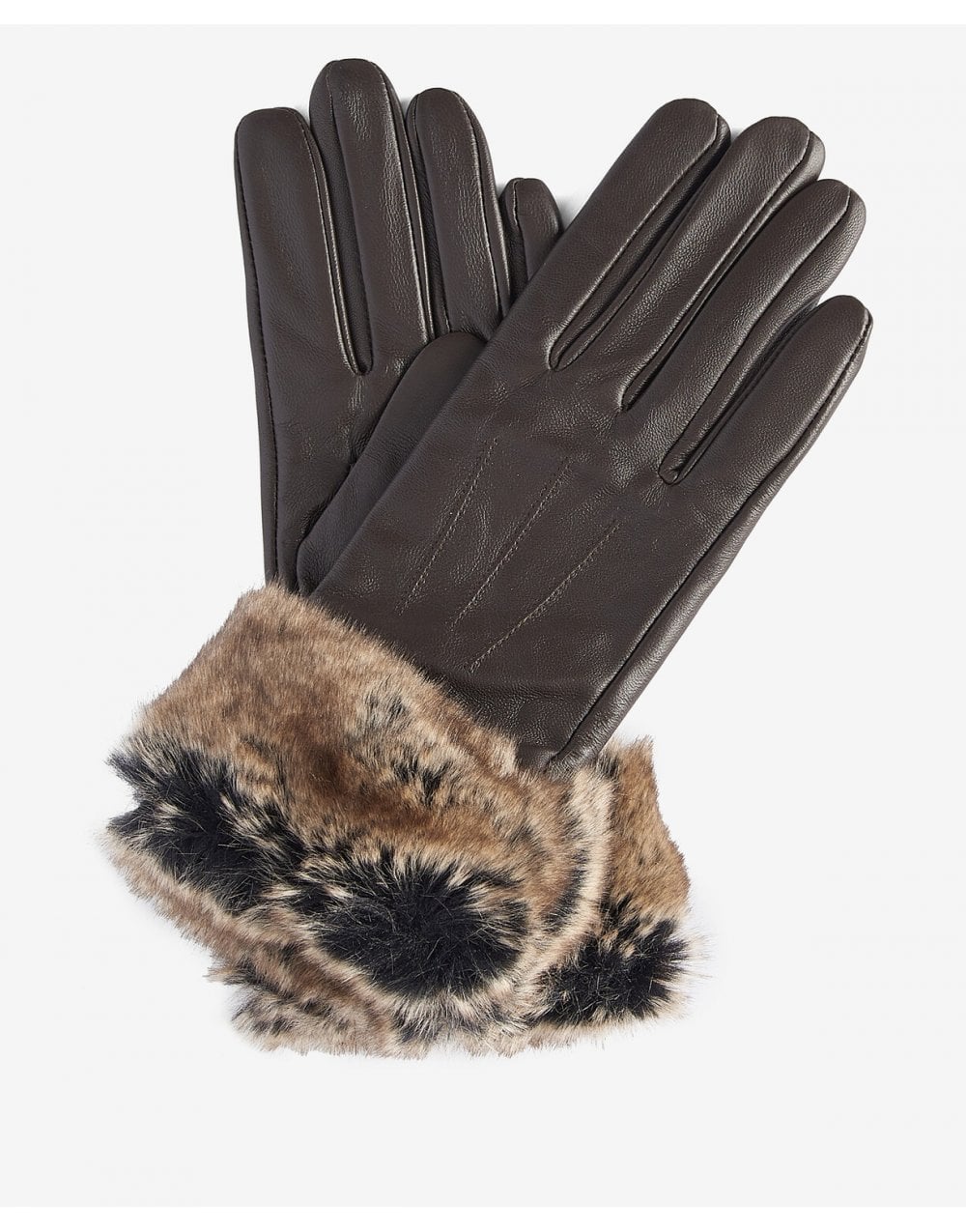Young Ideas/Henmores - Fur Trimmed Leather Gloves - BK11 Black - S
