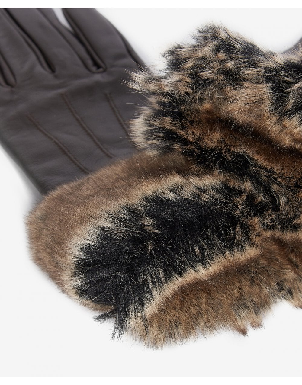 Young Ideas/Henmores - Fur Trimmed Leather Gloves - BK11 Black - S