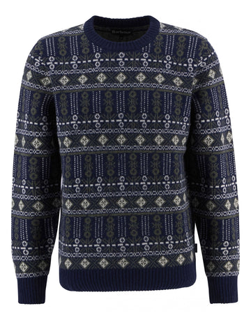 Young Ideas/Henmores - Grangetown Fair Isle Crew Neck Sweater - BL53 Inky Blue - M
