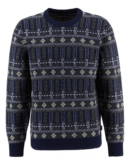 Young Ideas/Henmores - Grangetown Fair Isle Crew Neck Sweater - BL53 Inky Blue - M