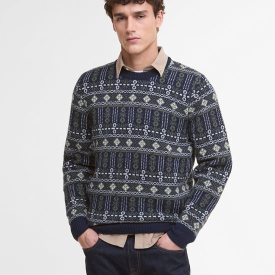 Young Ideas/Henmores - Grangetown Fair Isle Crew Neck Sweater - BL53 Inky Blue - M