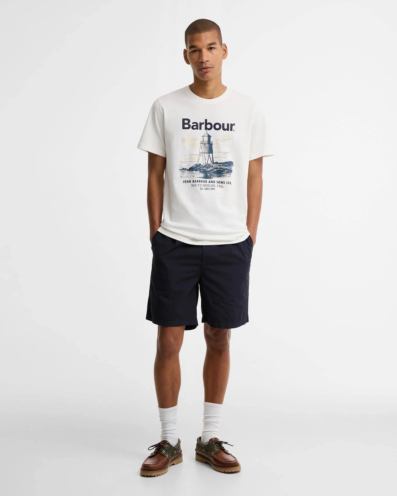 Young Ideas & Henmores - Harbourside Graphic Tailored T-Shirt - WH32 Whisper White - M