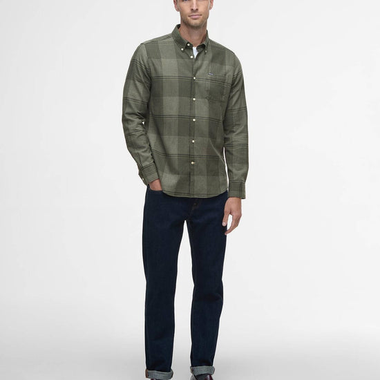 Young Ideas/Henmores - Heaney Checked Tailored Shirt - OL51 Olive - M