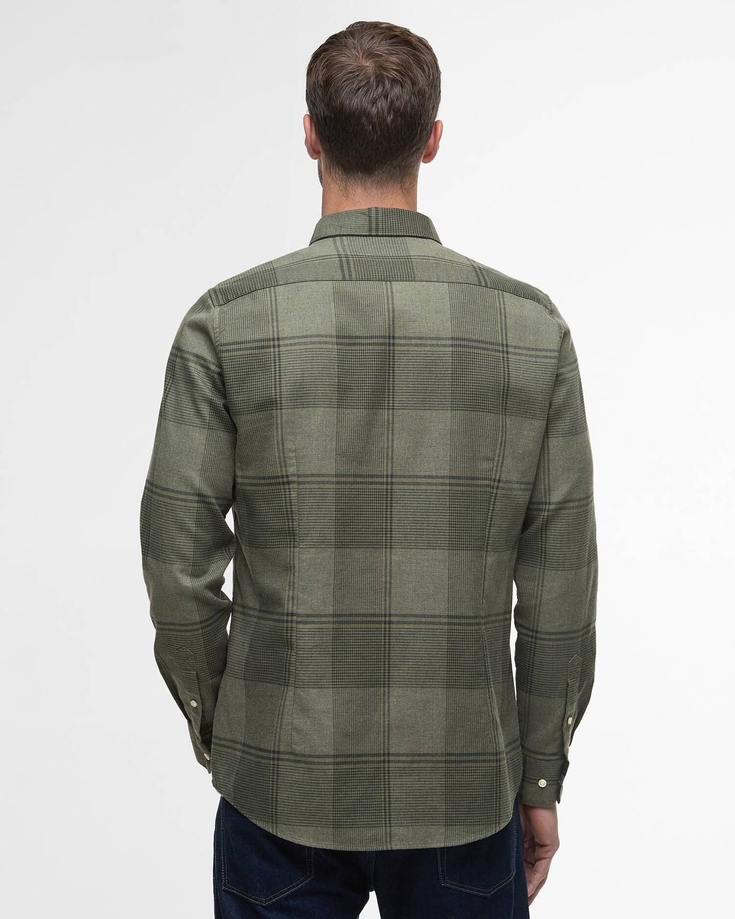 Young Ideas/Henmores - Heaney Checked Tailored Shirt - OL51 Olive - M