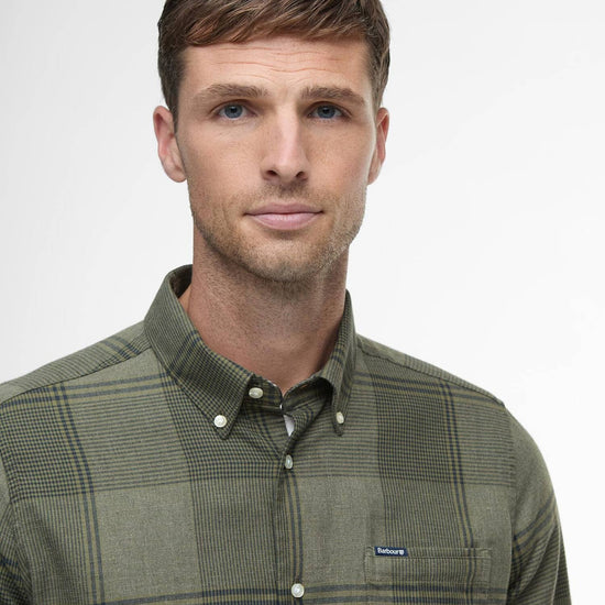 Young Ideas/Henmores - Heaney Checked Tailored Shirt - OL51 Olive - M
