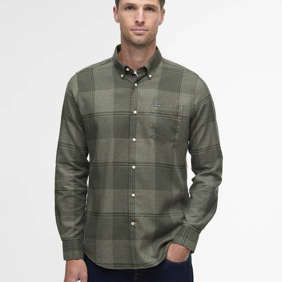 Young Ideas/Henmores - Heaney Checked Tailored Shirt - OL51 Olive - M