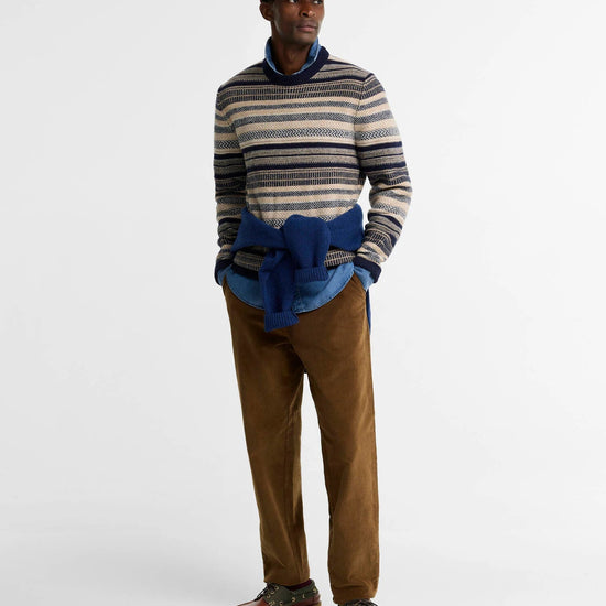 Young Ideas & Henmores -Highsted Fairisle Crew Neck Jumper -NY91 Navy -L