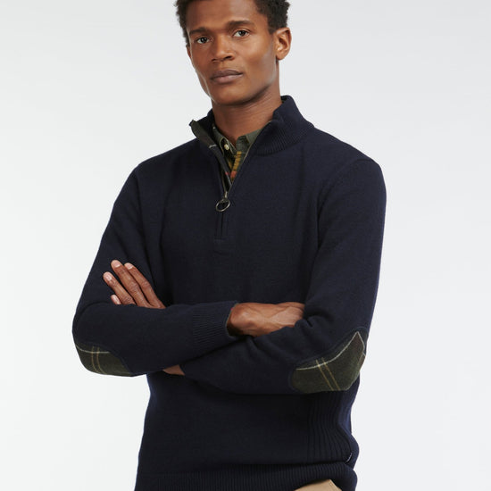 Young Ideas & Henmores -Holden Half Zip Knitted Jumper -OL91 Olive Marl -L