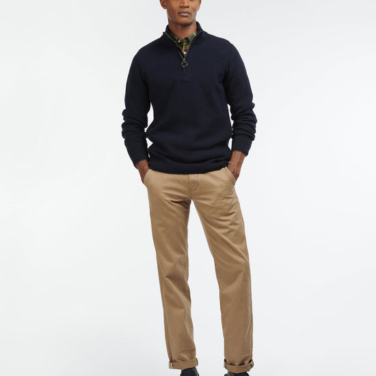 Young Ideas & Henmores -Holden Half Zip Knitted Jumper -OL91 Olive Marl -L