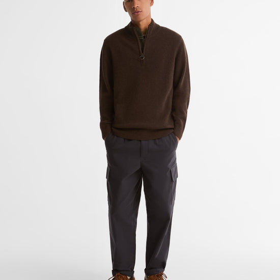 Young Ideas & Henmores -Holden Half Zip Knitted Jumper -OL91 Olive Marl -L