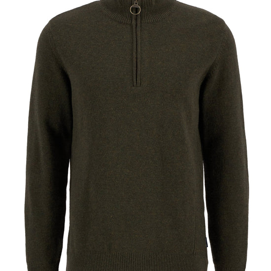 Young Ideas & Henmores -Holden Half Zip Knitted Jumper -OL91 Olive Marl -L