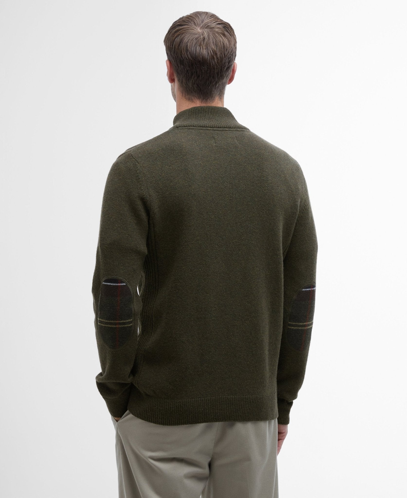 Young Ideas & Henmores -Holden Half Zip Knitted Jumper -OL91 Olive Marl -L
