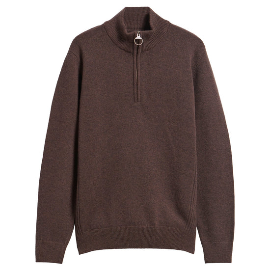 Young Ideas & Henmores -Holden Half Zip Knitted Jumper -BR17 Dark Oak -L